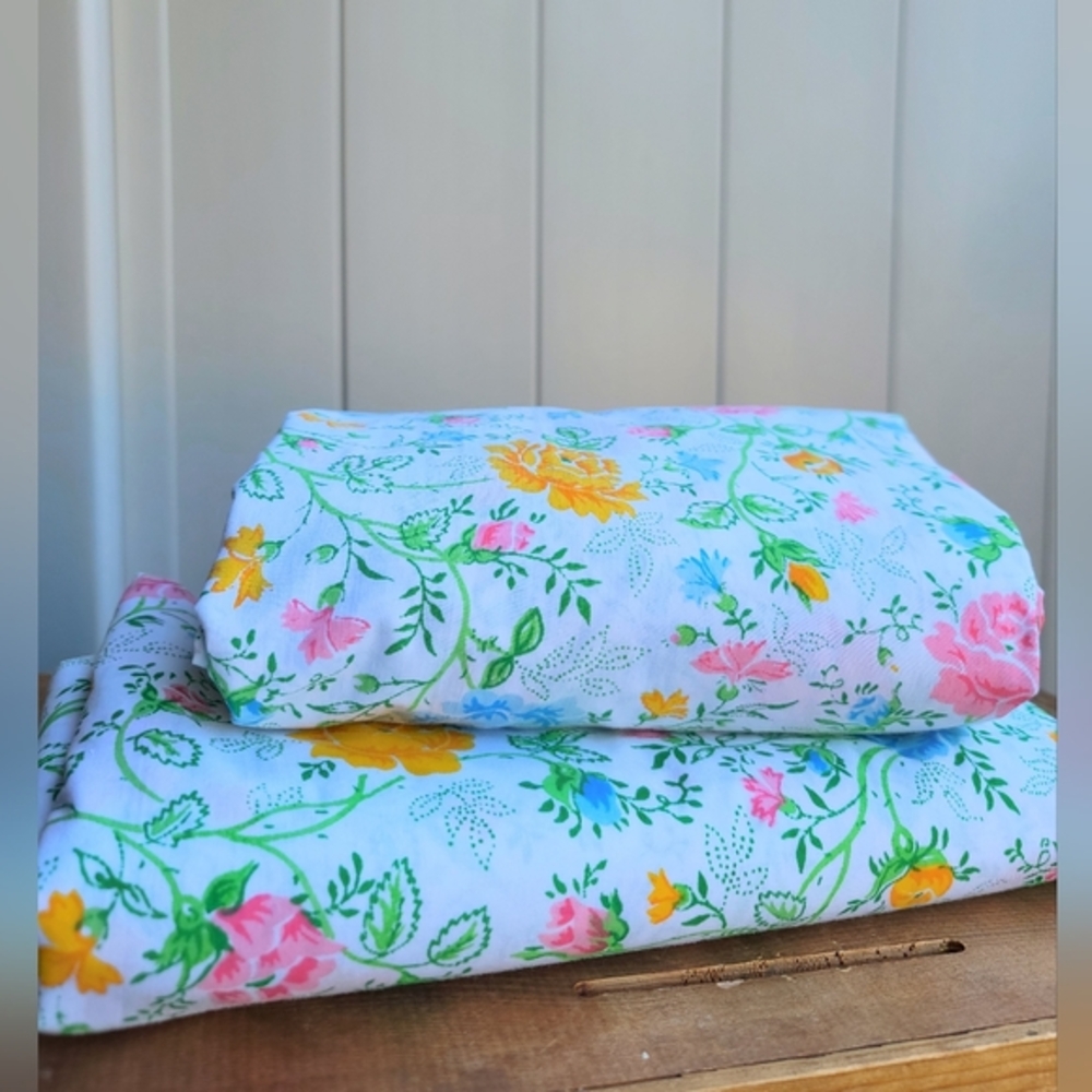 Vintage Floral print cotton 2pc sheet set
